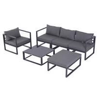 Outsunny 6pcs Garden Sectional Sofa Set Aluminum Frame Coffee Table Footstool