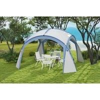 Outsunny 3.5 x 3.5M Gazebo Outdoor Marquee Tent Garden Sun Shelter Patio Spire Arc Pavilion Camp Sun Shade Cream and Blue