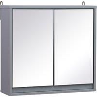 White Bathroom Cabinet Wall Mounted Mirrored Double Door Storage Cupboard Shelf