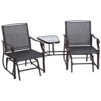 Outsunny Double Glider Companion Rocking Chairs Loveseat Garden Table