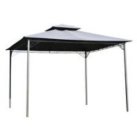 Outsunny 3x3(m) Outdoor Patio Gazebo Steel Canopy Tent Pavilion 2-Tier Roof Top