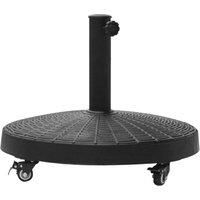 Outsunny 22.7kg Resin Patio Parasol Base Umbrella Stand Weight Deck Garden Sunshade Holder Round w/ Wheels Brakes Outdoor