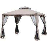 Outsunny 3x3m Double Tier Metal Gazebo - Taupe