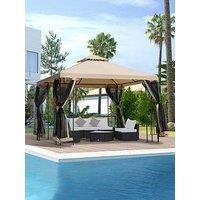 Outsunny 3 x 3 Meter Metal Gazebo Garden Outdoor Marquee Party Tent Canopy Pavillion Patio Shelter with Mesh Sidewalls