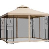 Outsunny 3x3m Garden Gazebo Tent W/Netting, 2-tier Roof