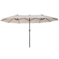 Outsunny Sun Umbrella Canopy Double-sided Crank Sun Shade Shelter 4.6M Beige