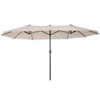 Outsunny Sun Umbrella Canopy Double-sided Crank Sun Shade Shelter 4.6M Beige