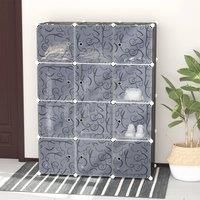 HOMCOM DIY Wardrobe Portable Interlocking Plastic Modular Closet Bedroom Clothes Storage Cabinet Cube Organiser