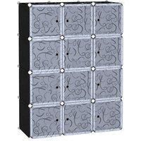 HOMCOM DIY Wardrobe Portable Interlocking Plastic Modular Closet Bedroom Clothes Storage Cabinet Cube Organiser