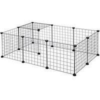 Pawhut D06-055 DIY Pet Playpen Metal Wire Fence 12 Panel Enclosure Indoor Outdoor Guinea Pig Rabbit Small Animals Cage, Black