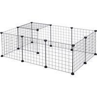 DIY Pet Playpen Metal Wire Fence 12-Panel Guinea Pig Small Animals Cage Black