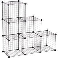 HOMCOM DIY 6 Cube Metal Wire Rack Interlocking Storage Cabinet Living Room Organiser Display Shelves Black