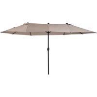 Outsunny 4.6m Garden Parasol Double-Sided Sun Umbrella Patio Market Shelter Canopy Shade Outdoor Tan - NO BASE