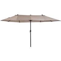 Outsunny 4.6m Garden Parasol Double-Sided Sun Umbrella Patio Market Shelter Canopy Shade Outdoor Tan - NO BASE