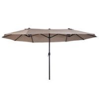Outsunny Sun Umbrella Canopy Double-sided Crank Sun Shade Shelter 4.6M Tan