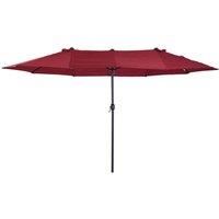 Outsunny 4.6m Garden Parasol Double-Sided Sun Umbrella Patio Market Shelter Canopy Shade Outdoor Wine Red - NO BASE