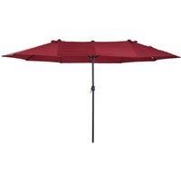 Outsunny 4.6m Double-Sided Patio Parasol Sun Umbrella-Wine Red