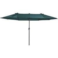 Outsunny 4.6m Garden Parasol Double-Sided Sun Umbrella Patio Market Shelter Canopy Shade Outdoor Green - NO BASE
