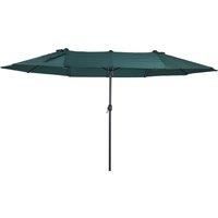 Outsunny 4.6m Garden Parasol Double-Sided Sun Umbrella Patio Market Shelter Canopy Shade Outdoor Green