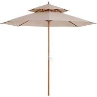 Outsunny 2.7 m Garden Parasol Umbrella, Double Tier Garden Umbrellas Outdoor Sun Umbrella Sunshade Bamboo Ribs, Beige