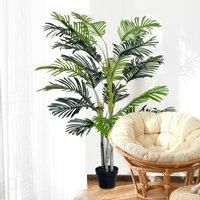 Outsunny 150cm(5ft) Artificial Palm Tree Decorative Indoor Faux Green Plant w/Leaves Home Dcor Tropical Potted Home Office