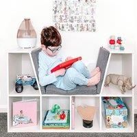 HOMCOM Bookcase Shelf Storage Seat with Cushion Sideboard Kids Children Reading Bedroom Living Room Organizer White