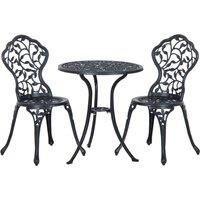Outsunny 3 Pcs Cast Aluminum Bistro Set 2 Chairs & 1 Table Garden Dining Furniture Set Antique Patio Outdoor Seat