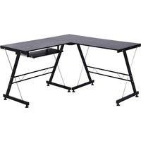 HOMCOM Office Gaming Desk L Shape Straight Corner Table Computer Work Station Laminated Sturdy w/Keyboard Tray Black