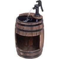 Outsunny Water Fountain Electric Pump Wood Barrel Patio Garden Decorative Ornament with Flower Planter Decor