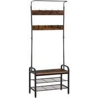 Homcom Industrial Coat Rack Stand With 8 Hooks Hangers Storage Cabinet Black
