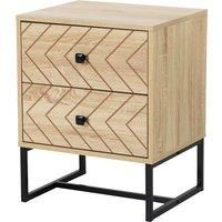 Bedside Table 2 Drawer Unit Nightstand Bedrom Wood Metal Handles Melamine