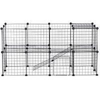 PawHut DIY Pet Playpen Metal Wire Fence Indoor Outdoor Guinea Pig Rabbit Small Animals Cage 36 Panel Enclosure Black