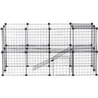 Pawhut Guinea Pig Playpen Rabbit Playpen Metal Wire Fence Indoor Outdoor Small Animal Cage 36 Panel Enclosure Black