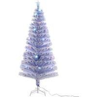 HOMCOM 26 Light Artificial Christmas Tree Decor Easy Store White Blue 6FT