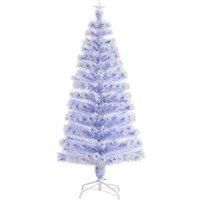 HOMCOM Christmas Tree Artificial Fibre Optic 20 LED Lights, White Blue 5FT