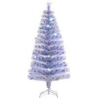 HOMCOM Christmas Tree Artificial Fibre Optic 20 LED Lights, White Blue 5FT