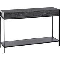 HOMCOM Console Table Worktop Bottom Shelf Home Two Drawer Industrial Minimal Style Grey Wood Tone Effect