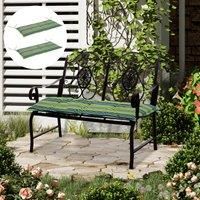 Outsunny Polyester Set of 2 Seat Cushion Chair Cushin Green Stripes