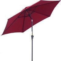 Outsunny 2.7M Tilting Parasol Sun Parasol Outdoor Garden Umbrellas Sun Shade Aluminium Frame with Crank(Wine Red)