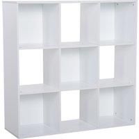HOMCOM 3tier 9 Cubes Storage Unit Particle Board Cabinet Bookcase Organiser Home Office Shelves White