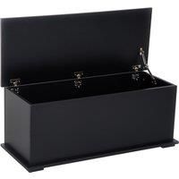 HOMCOM Wooden Storage Box Clothes Toy Chest Bench Seat Ottoman Bedding Blanket Trunk Container with Lid - Black