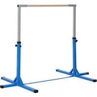 HOMCOM Height Adjustable Gymnastics Horizontal Bar For Kids Home Gym Training Children Junior Kip High Bar Fitness Blue w/ Steel Frame Wood