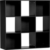 HOMCOM 3-tier 9 Cubes Storage Unit Particle Board Cabinet Bookcase Organiser Home Office Shelves Black