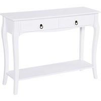 HOMCOM Console Table Modern Sofa Side Desk with Storage Shelves Drawers for Living Room Entryway Bedroom Ivory White