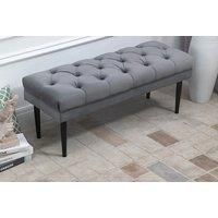 Upholstered Button Tufted Accent Bench In Grey