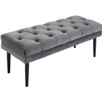 Upholstered Button Tufted Accent Bench In Grey