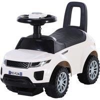 HOMCOM 3-in-1 Ride On Car Walker Foot To Floor Slider Stroller Toddler Push-Along w/ Horn Steering Wheel Manual Under Seat Storage Safe Design White
