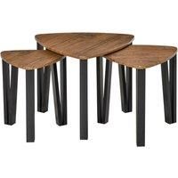 Homcom Set Of 3 Nesting Tables Walnut Wood Grain Finish
