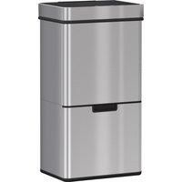 HOMCOM 72L Recycling Sensor Bin Stainless Steel 3 Compartments For Both Wet/Dry Waste w/Removable Lid Kitchen Home
