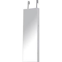 HOMCOM Mirrored Jewellery Storage Cabinet Door Mounted/Wall mounted Organiser Hanging Lockable w/ 6 Inner LED Lights White